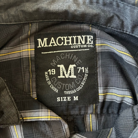 Machine Custom Co. Black/Yellow Plaid Long Sleeve Shirt Men's Medium - Picture 6 of 10